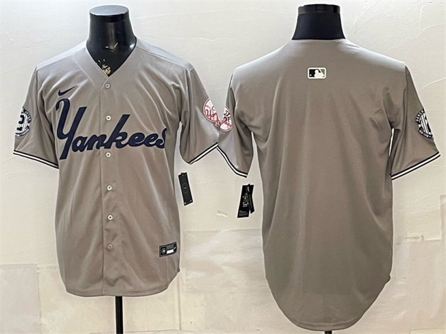Men's New York Yankees Blank Grey With Patch Limited Stitched Baseball Jersey